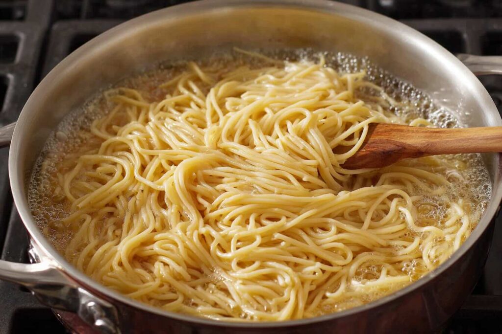 Chinese noodles in pot